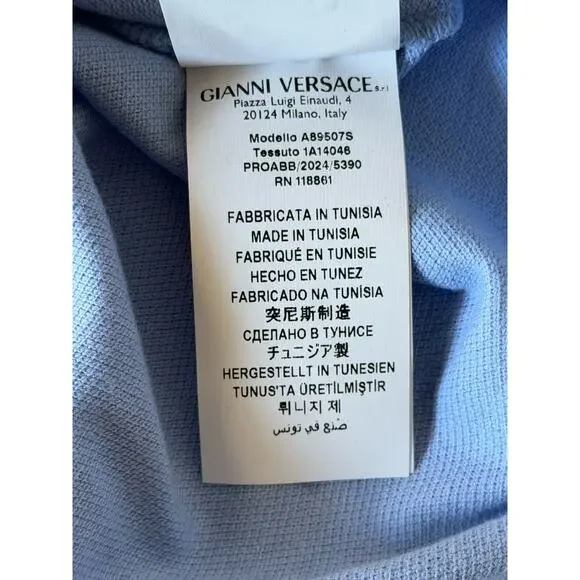Versace Medusa Piquet Cotton Blue Short Sleeve Polo Shirt 5XL A89507S NWT